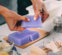 woman selling homemade soap