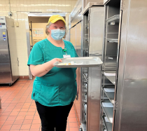 Jodie working in the kitchen.