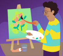Illustration of a man painting